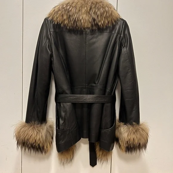 CUSTOM Firenze Lambskin Leather jacket w/ Fox Fur Trim